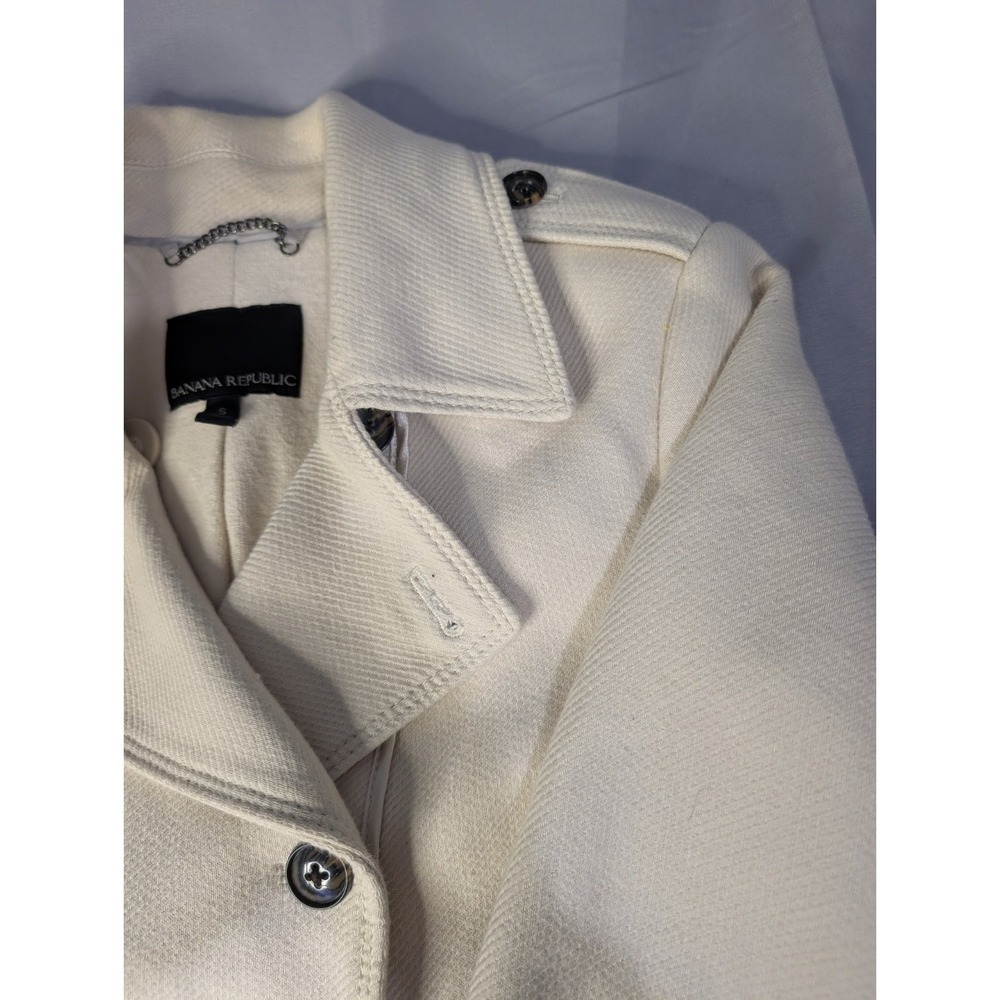 Banana Republic Ivory Moto Jacket Womens S Cotton Knit Structured Career NO Belt - Picture 5 of 12